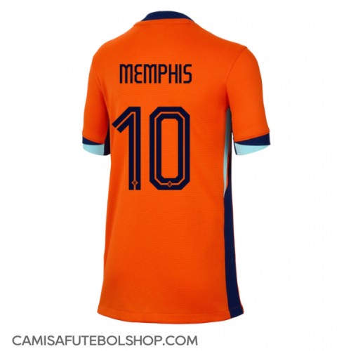 Camisa de time de futebol Holanda Memphis Depay #10 Replicas 1º Equipamento Feminina Europeu 2024 Manga Curta